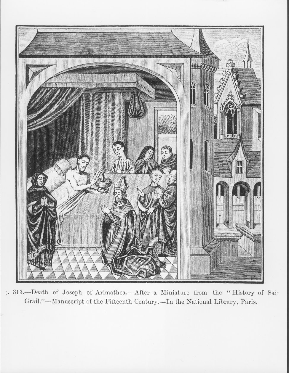 Death of Joseph of Arimathea, from the History of Saint Graal, illustration from Science and Literature in the Middle Ages and the Renaissance, written and engraved by Paul Lacroix, 1878 by French School