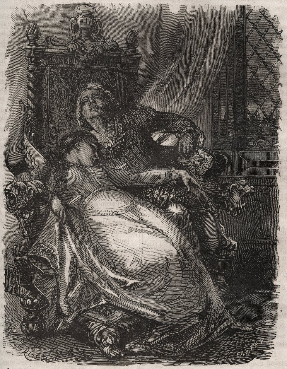 Death of Paolo and Francesca: the wife of Francesca Da Rimini by French School