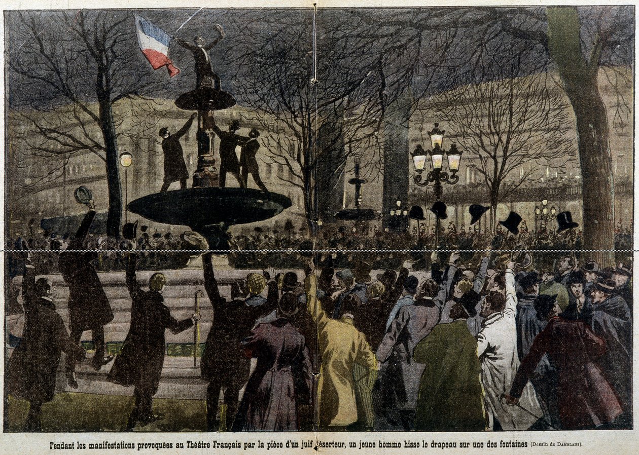Demonstrations in Front of the French Theatre Provoked by a Deserter Jew, a Young Man Raised the French Flag: The Pilgrim by French School