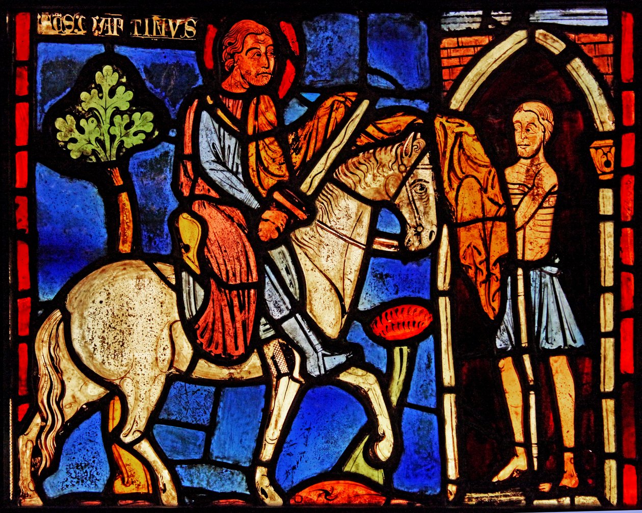 St Martin dividing his cloak (ex Varennes-Jarcy - originally from the Abbey de Gercy?) by French School