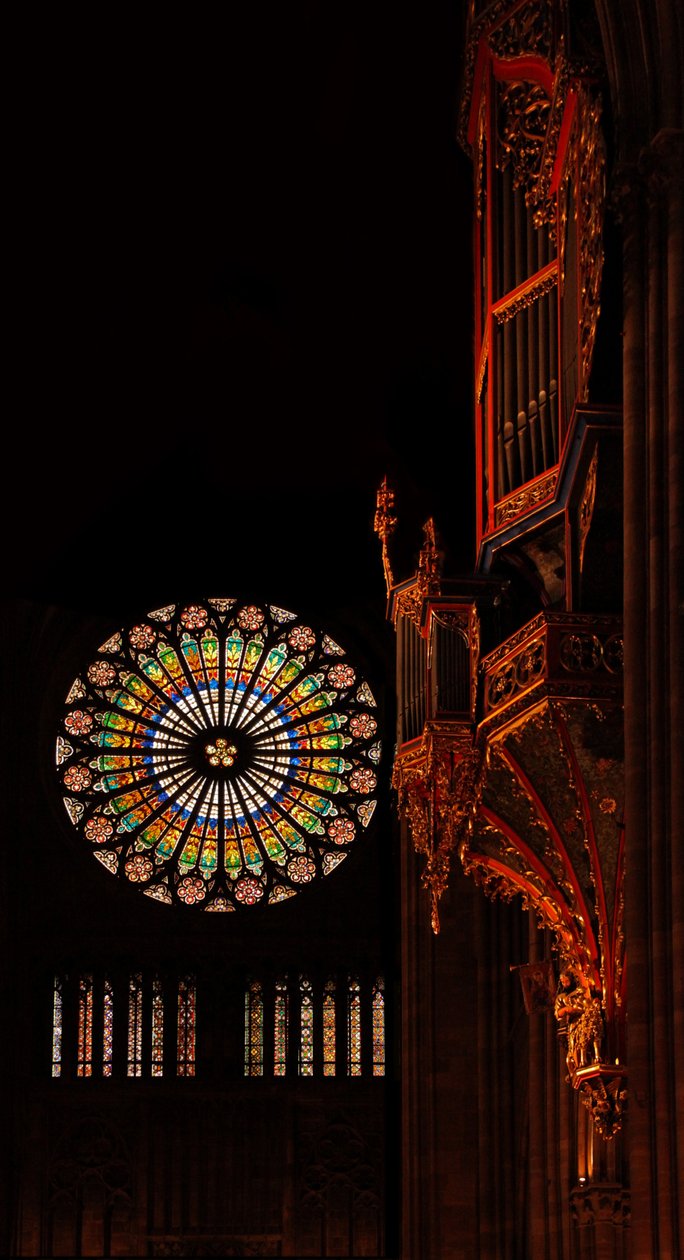 Depicting a view to the west with the organ and the rose window by French School