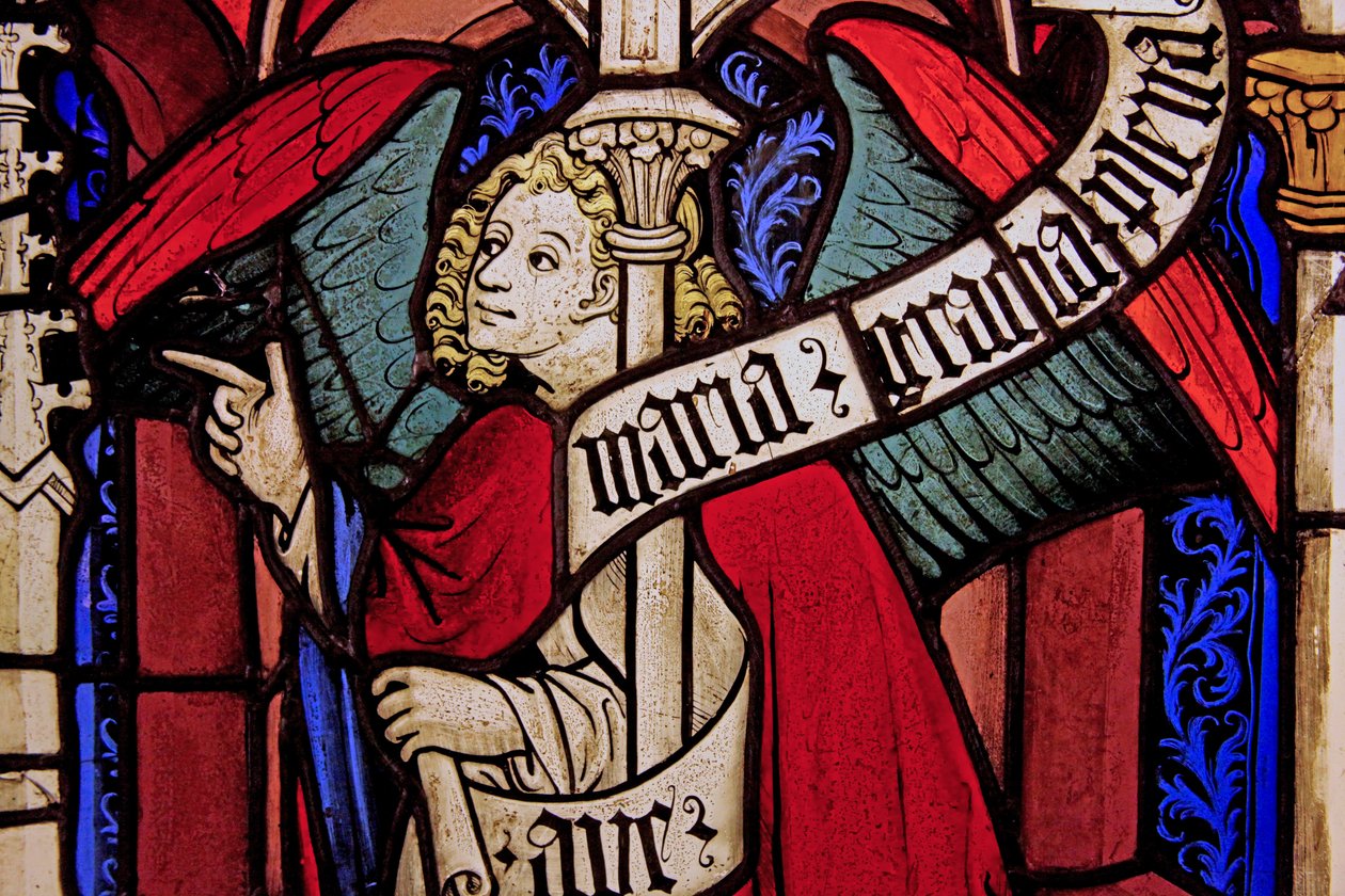 The angel Gabriel at the Annunciation, originally from the Upper Rhine by French School