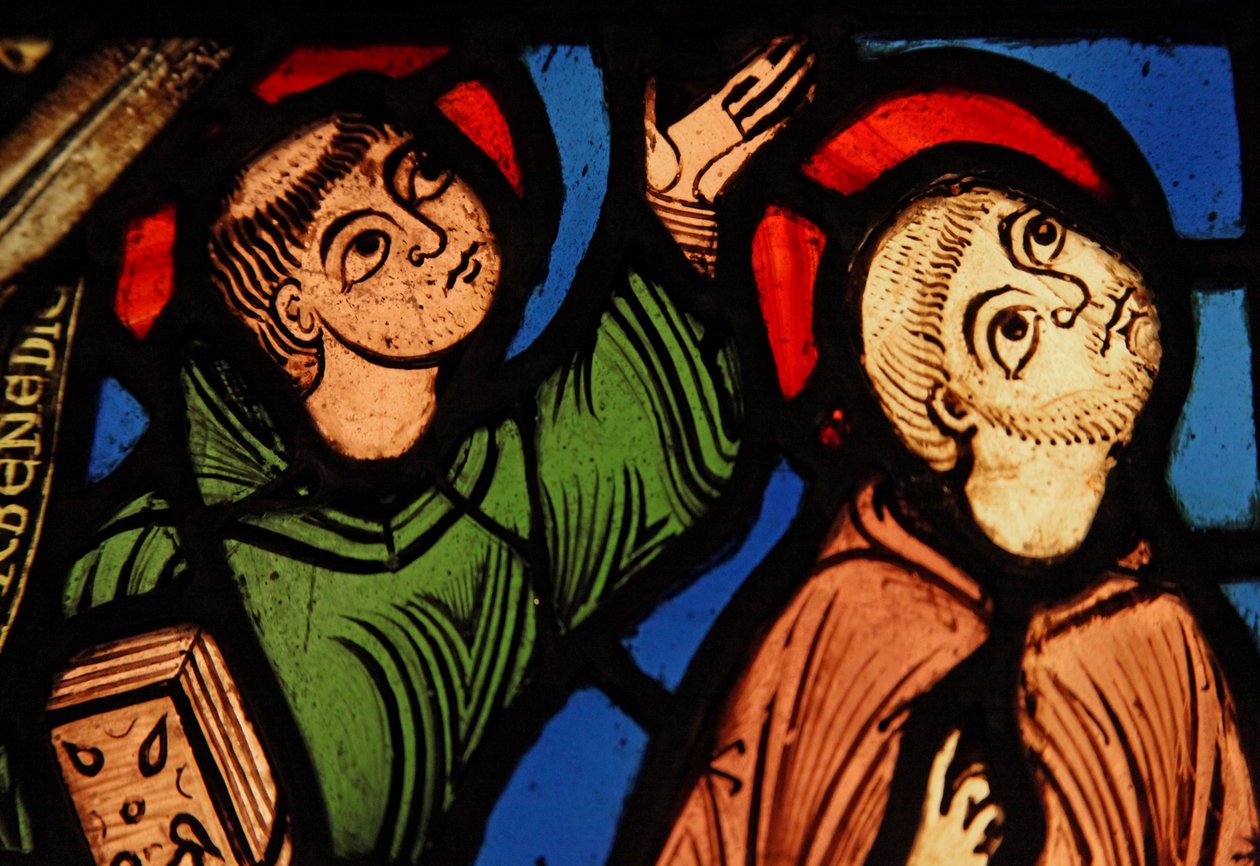 Two Monks at the Ascension of St Bernard by French School
