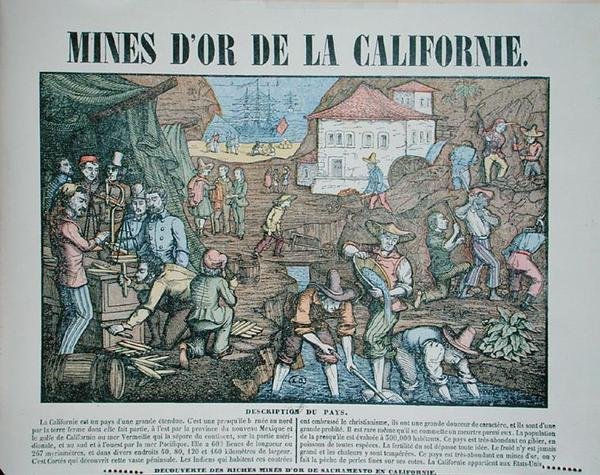 Depiction of the Californian Gold Mines, mid 19th century by French School