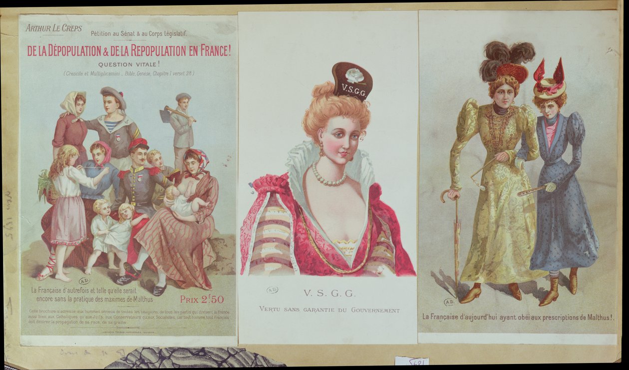 Depopulation and Repopulation in France, booklet by Arthur Le Creps against Malthusianism, 1895 by French School