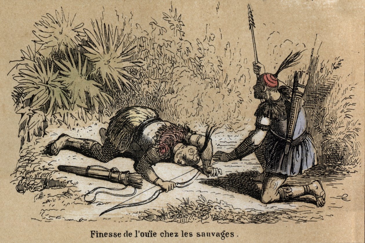 Description of the five senses: detail of the hearing, hearing seems more developed and fine in indigenous populations. Plate 