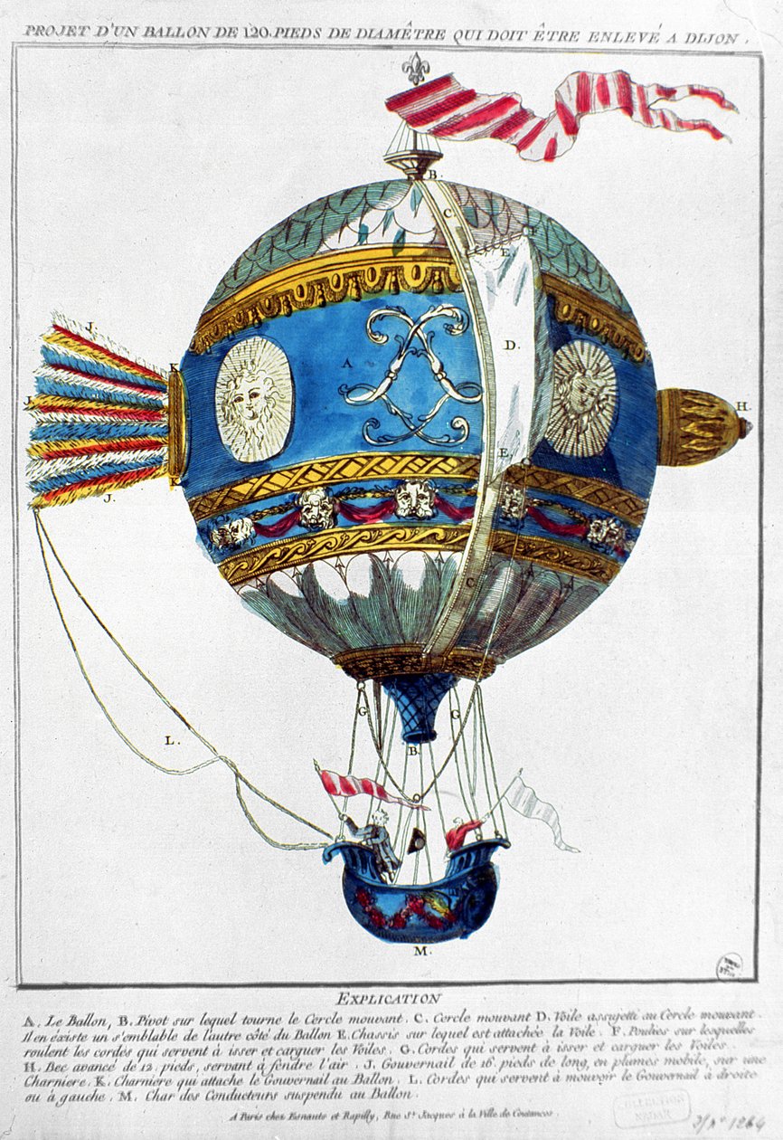 Design for a Hot-Air Balloon with a Diameter of 120 Feet to Take Off at Dijon by French School