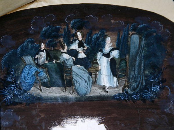 Design for the decoration of a fan depicting a tea party by French School