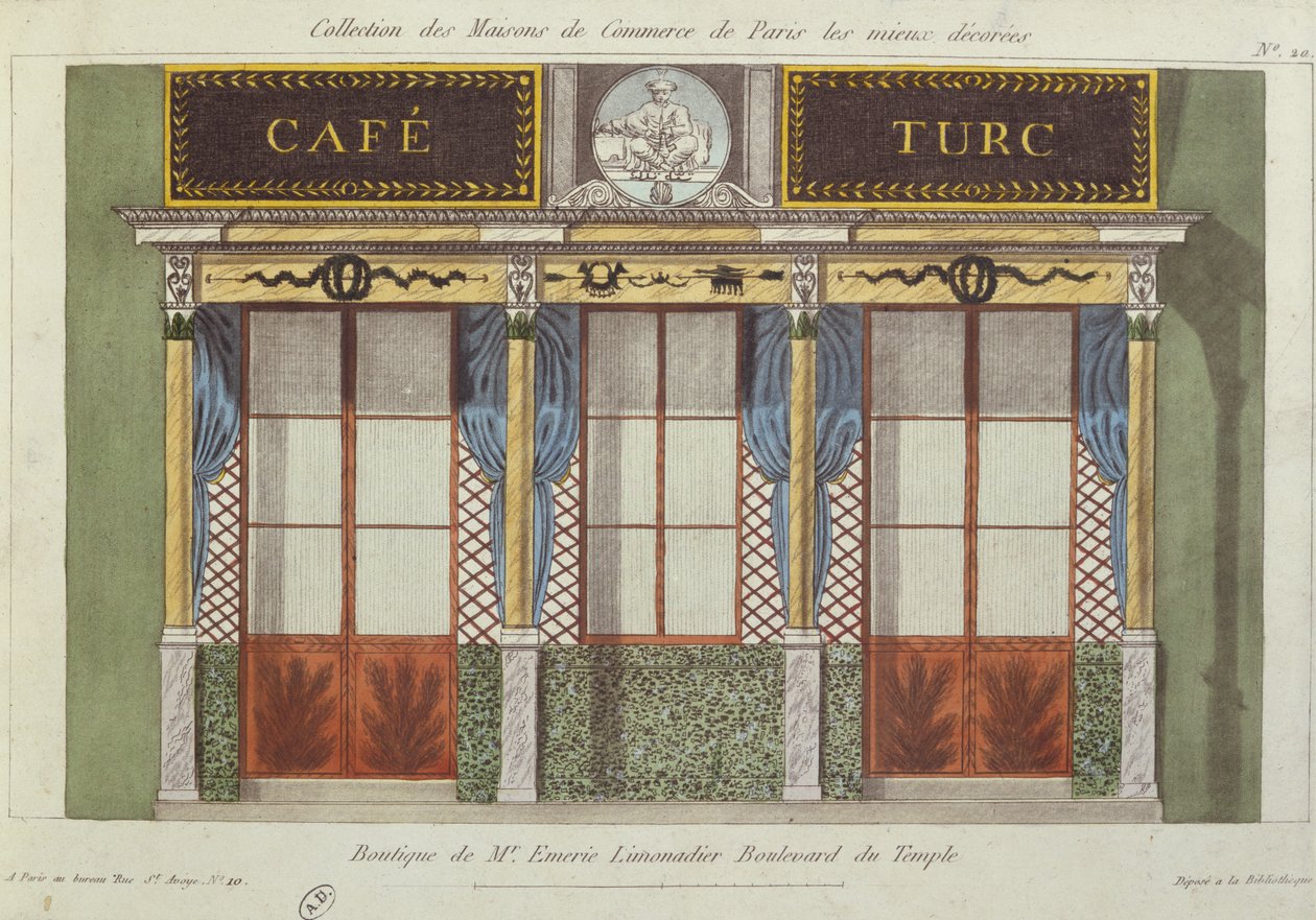 Design for the facade of the Cafe Turc by French School