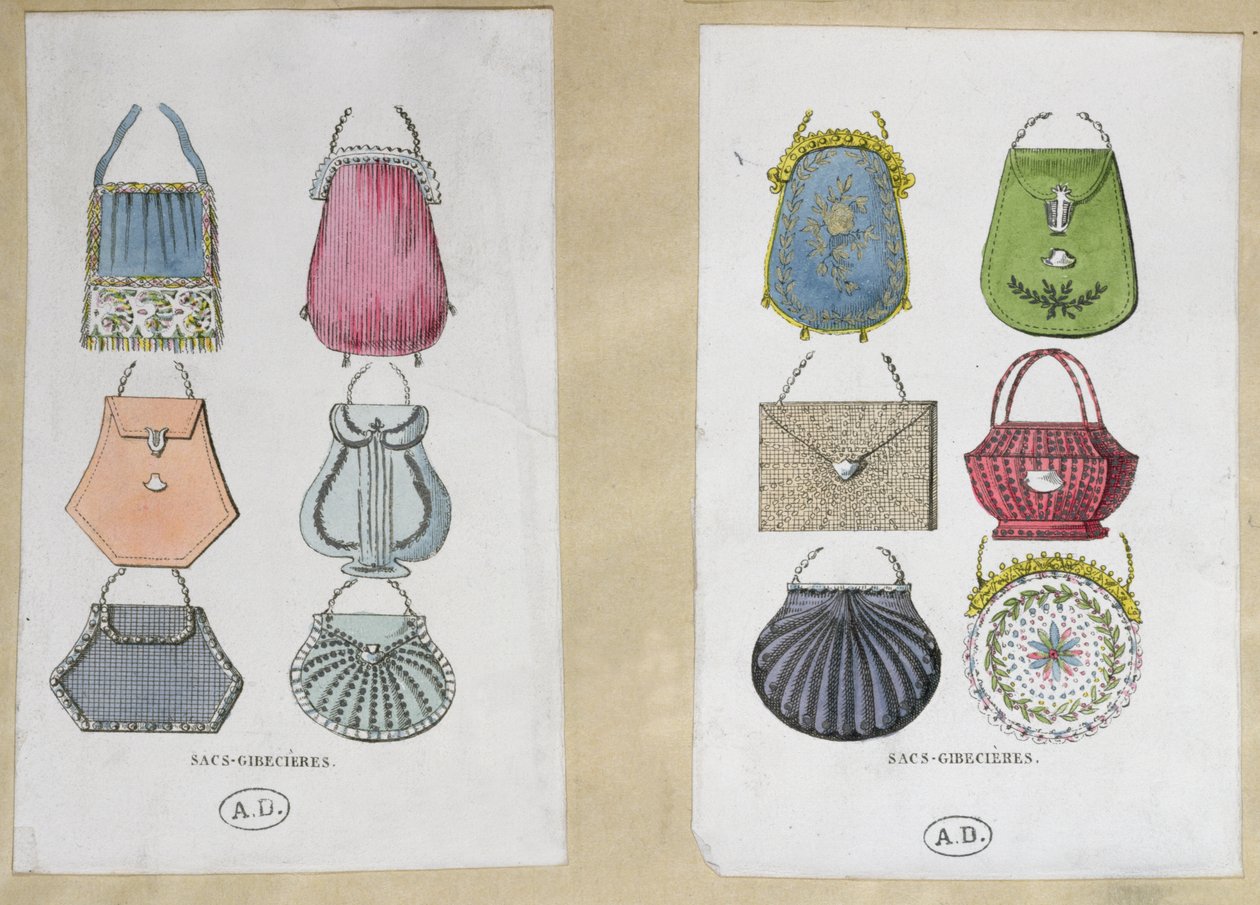 Designs for shoulder bags by French School