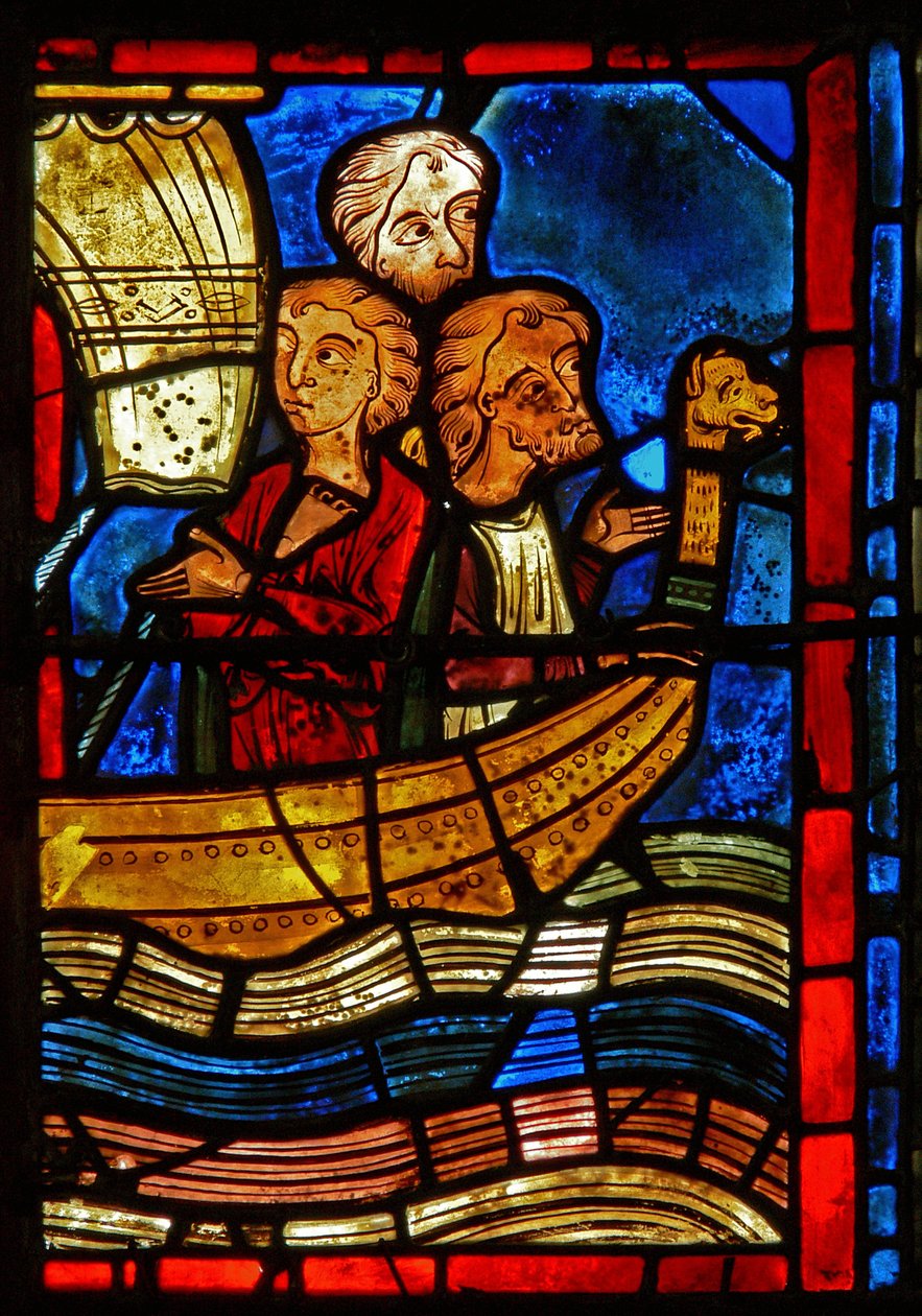 Detail from a window depicting scenes from the life of St. Mary the Egyptian by French School