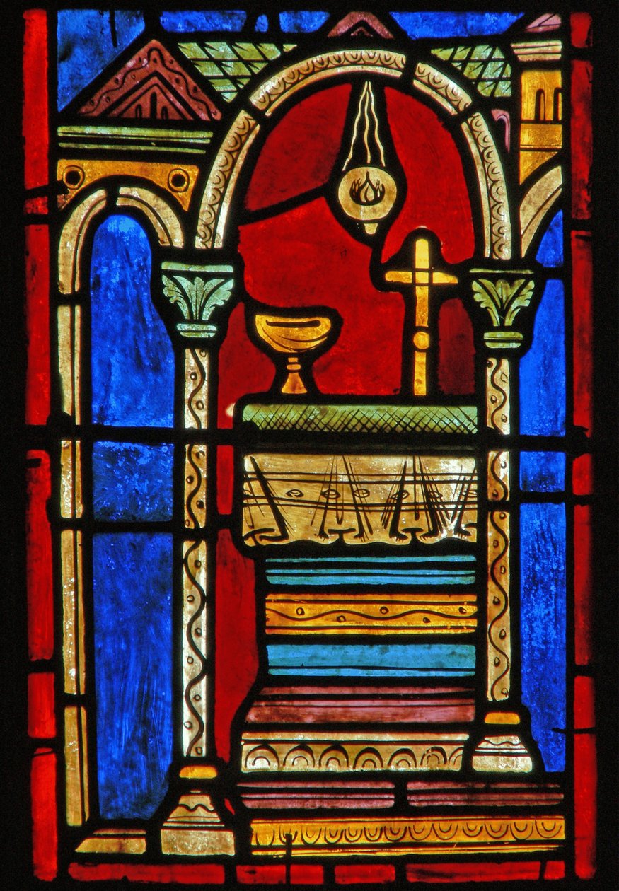 Detail from a window depicting scenes from the life of St. Mary the Egyptian by French School