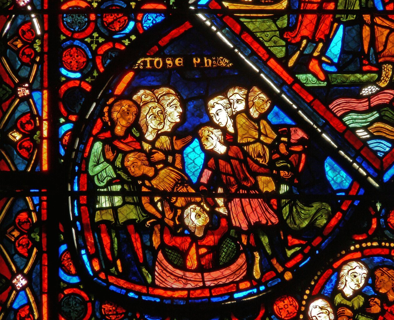 Window depicting scenes from the story of Joseph (detail) by French School
