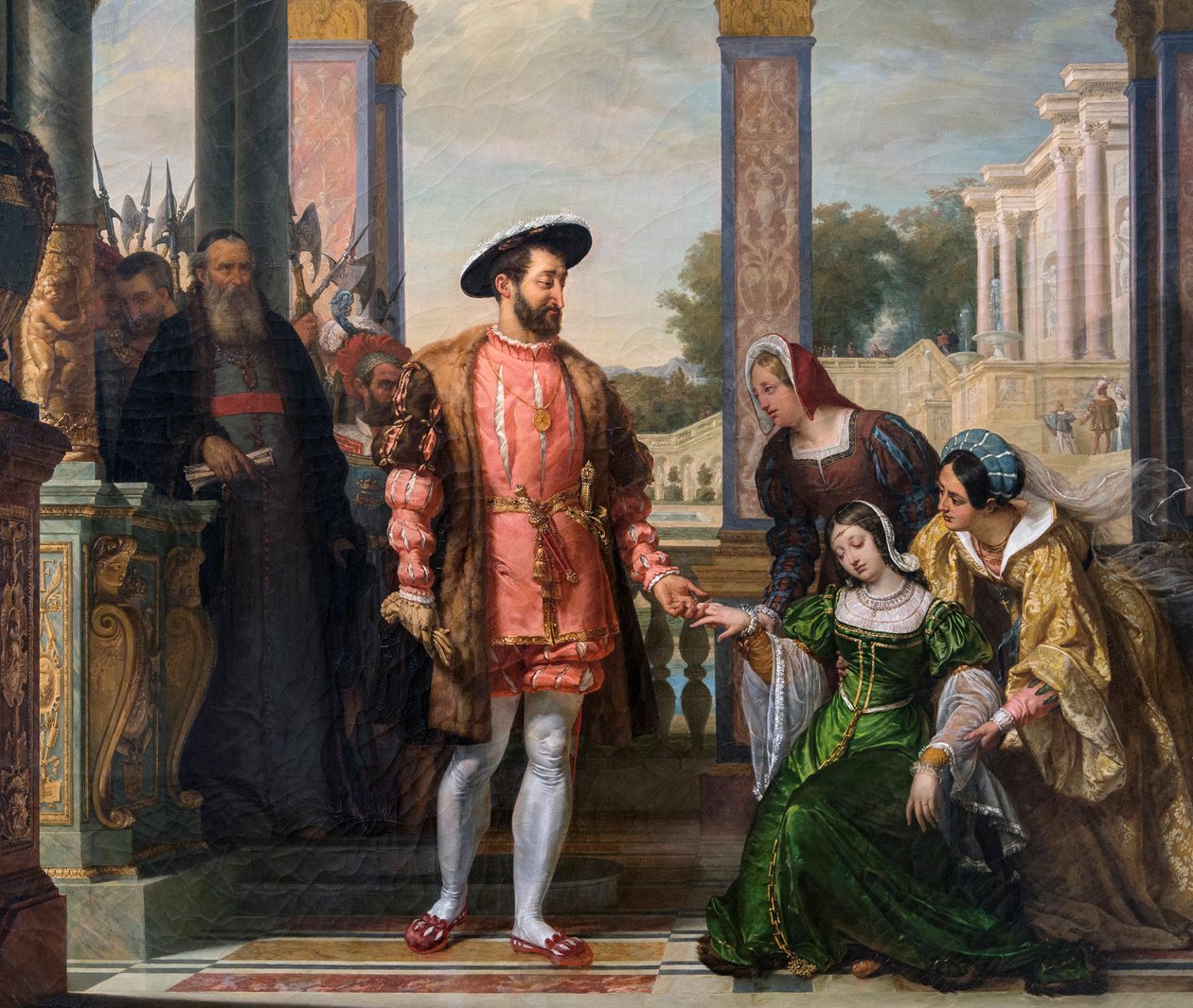 Diane de Poitiers implores the grace of her father to Francis I (detail) by French School