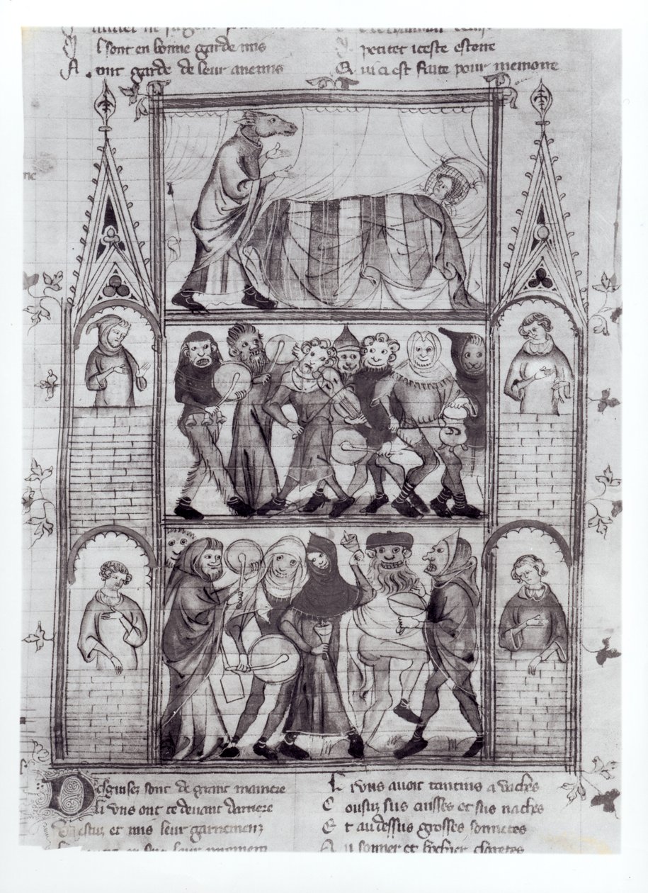 Discordant musicians from the Story of Fauvel written by Gervais du Bus by French School