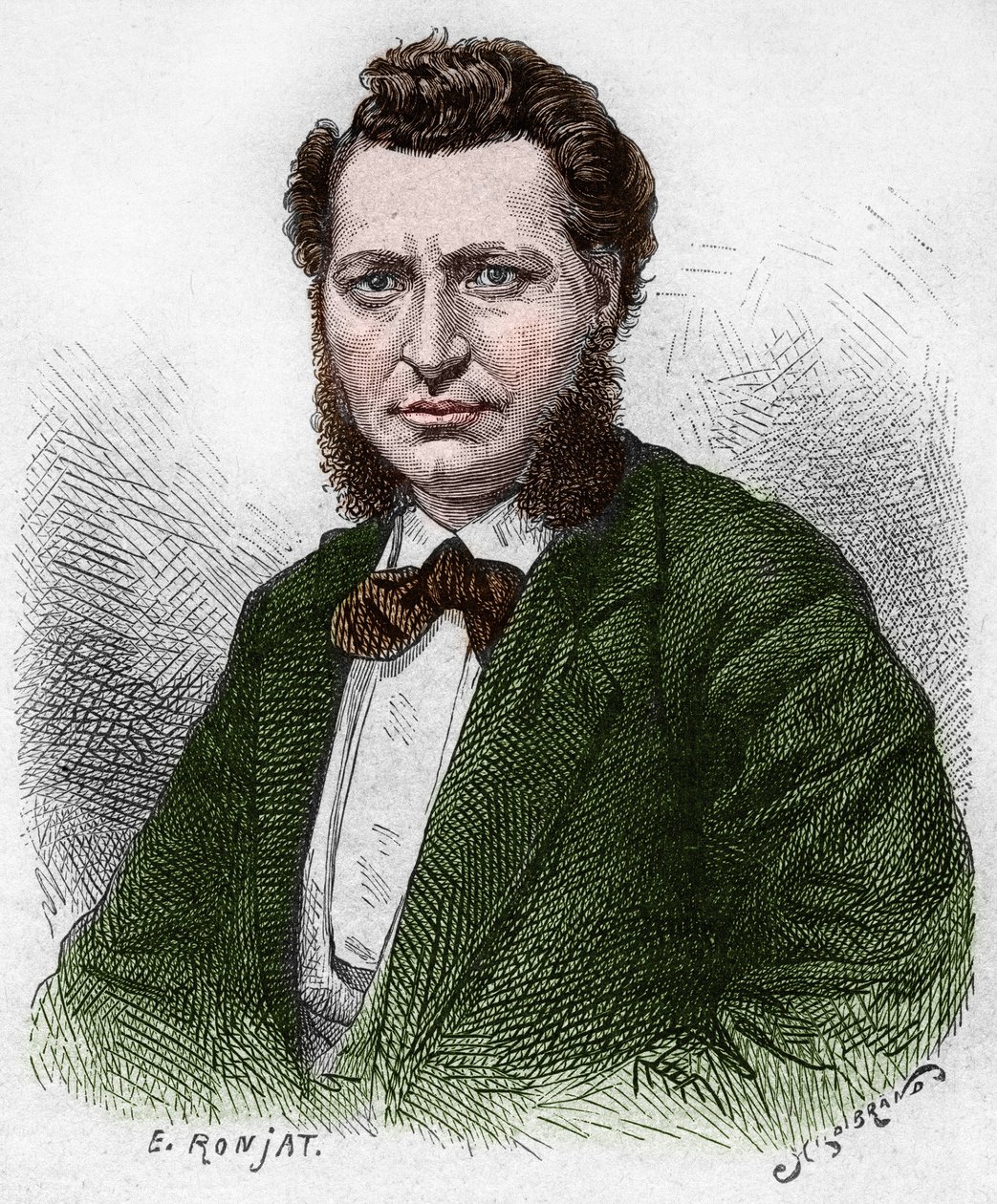 Discovery of Canada: Portrait of Louis Riel (1844-1885), Canadian politician and defender of the Metis people. Engraving from the end of the 19th century in 