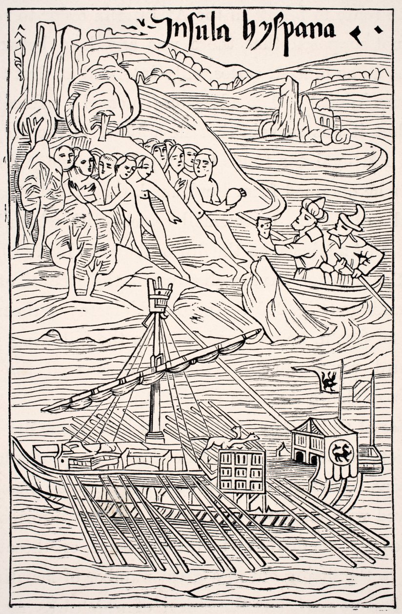 Discovery of Santo Domingo by Christopher Columbus by French School