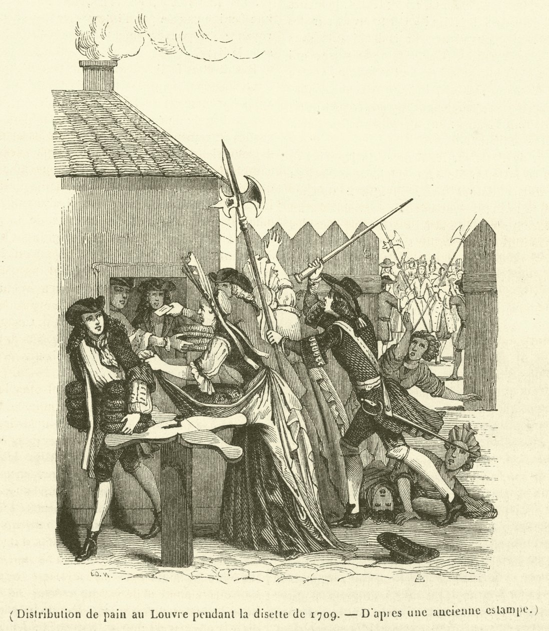 Distribution of Bread at the Louvre During the Famine of 1709 by French School