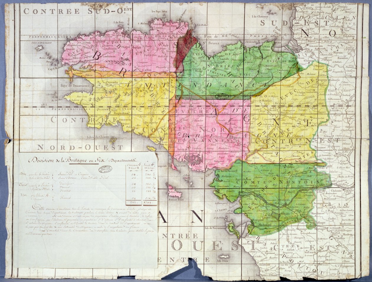 Division of Brittany into Six Departments, c.1789-90 by French School