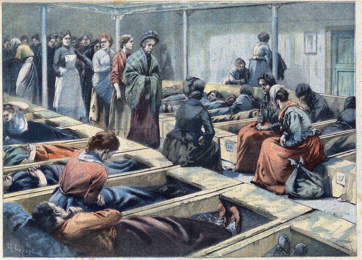 Dormitory of a night asylum in London, England considered a refuge for women, in 