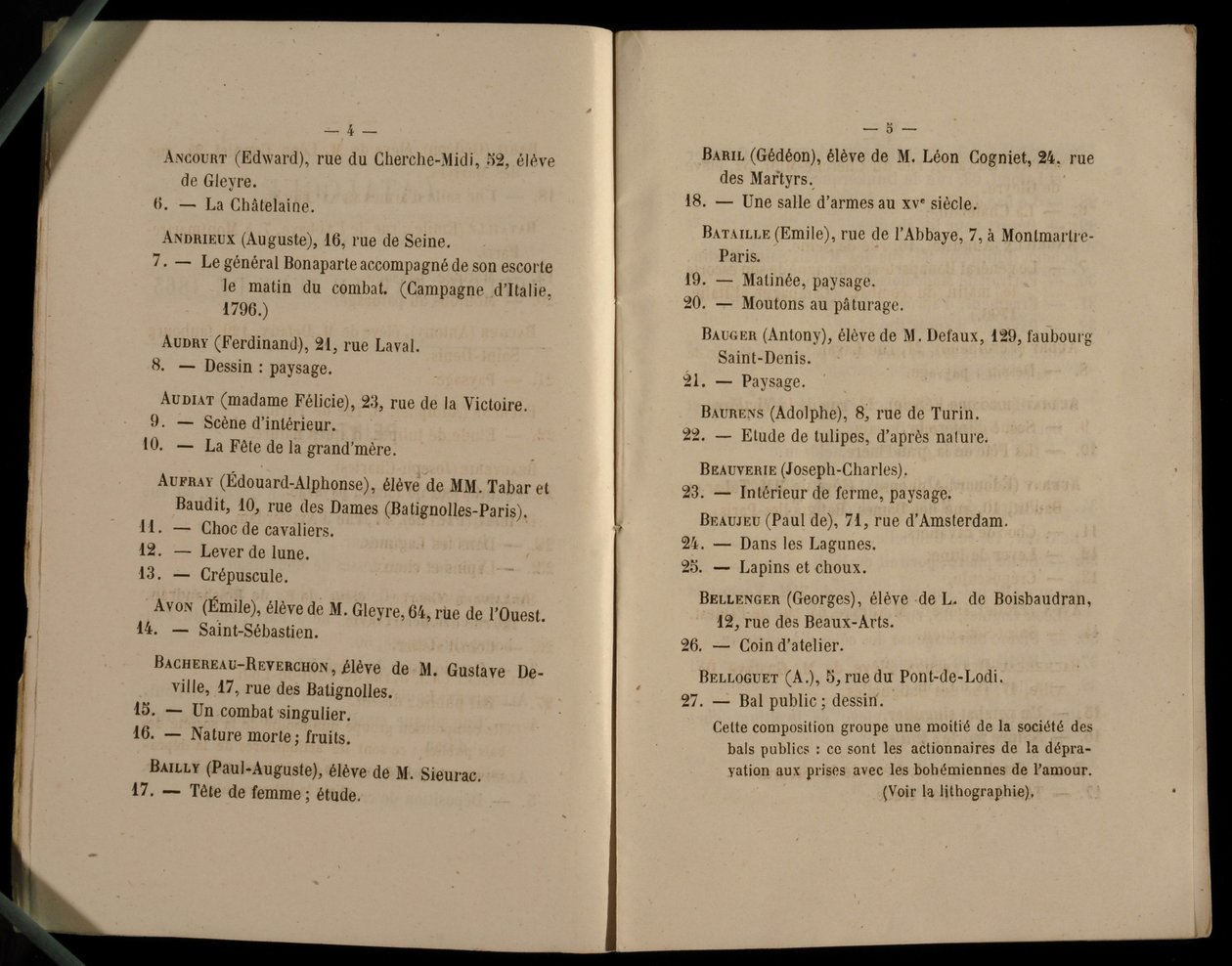 Double Page from the Salon des Refuses, 1863 by French School