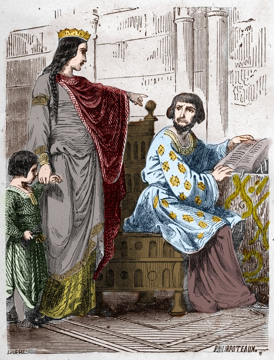 Dynasty of the Capetians: Constance of Arles (986-1032), Queen of France, with Robert II the Pious (972-1031) by French School