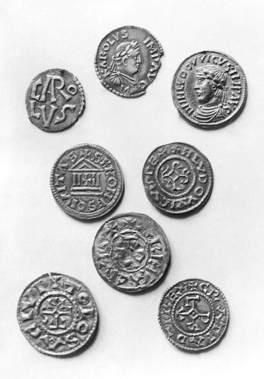 Eight Carolingian coins by French School