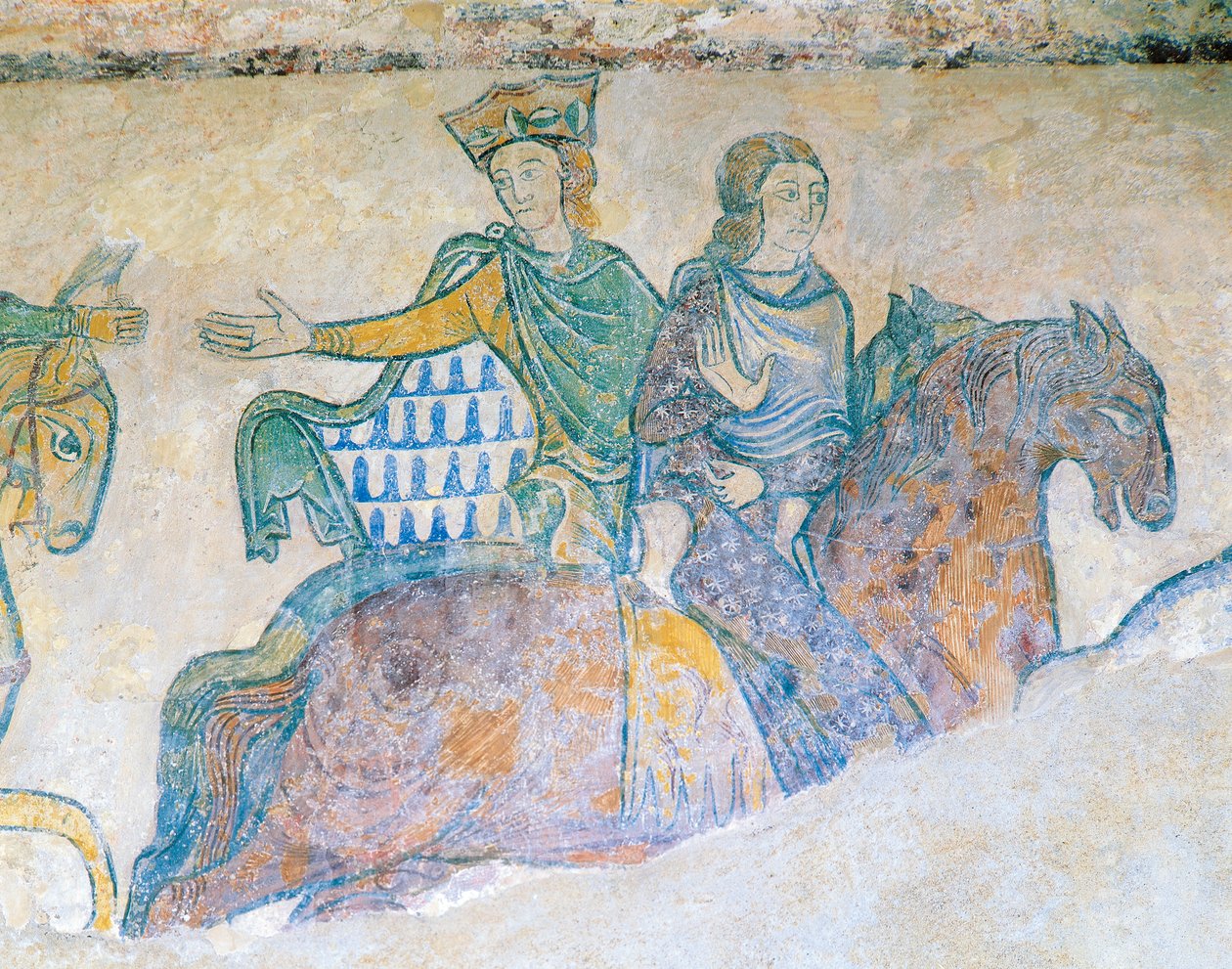 Eleanor of Aquitaine, Queen of England and Her Daughter-in-Law Isabella of Angouleme on Horseback by French School