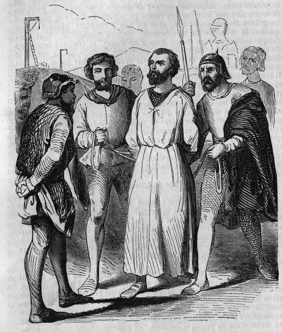 Enguerrand de Marigny chamberlain and minister of King Philip IV the Bel marching to torture in 1315. Engraving of the 19th century. by French School