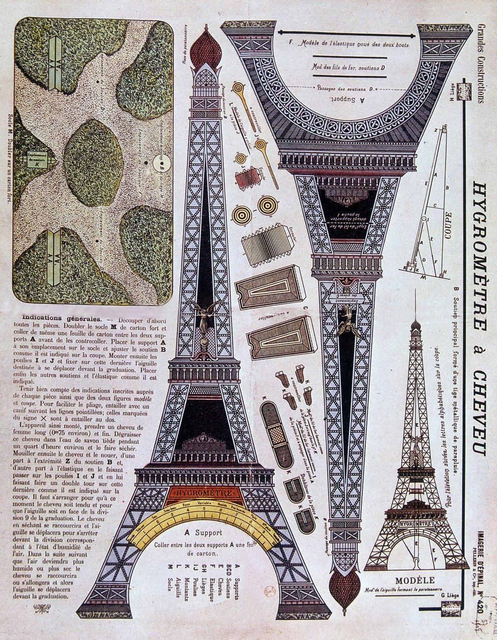 Epinal Imaging Number 420 (Grande Construction) of 1908 on the Eiffel Tower by French School