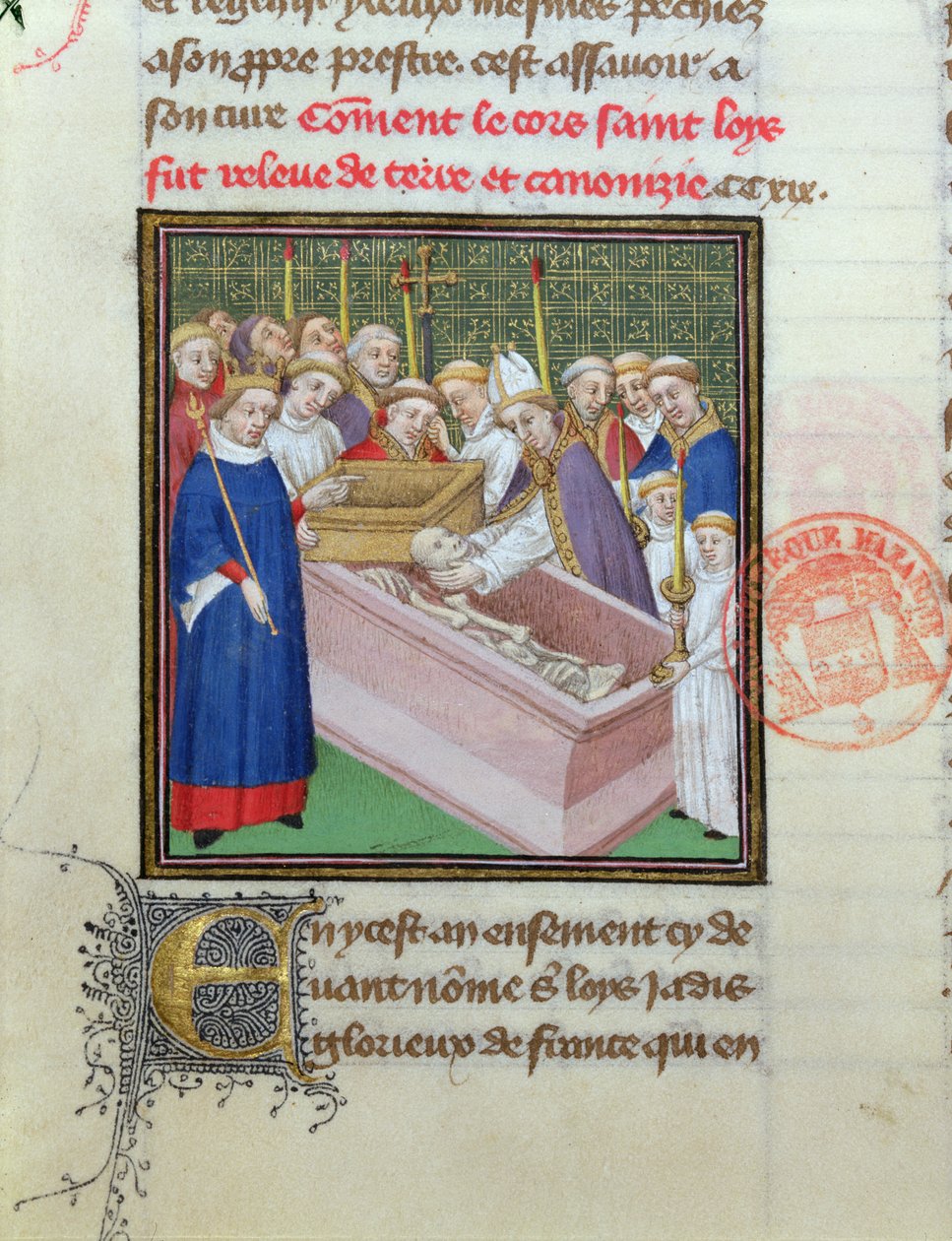 Exhumation and Canonisation of St. Louis (1215-70) in 1297, from Les Grandes Chroniques de France by French School