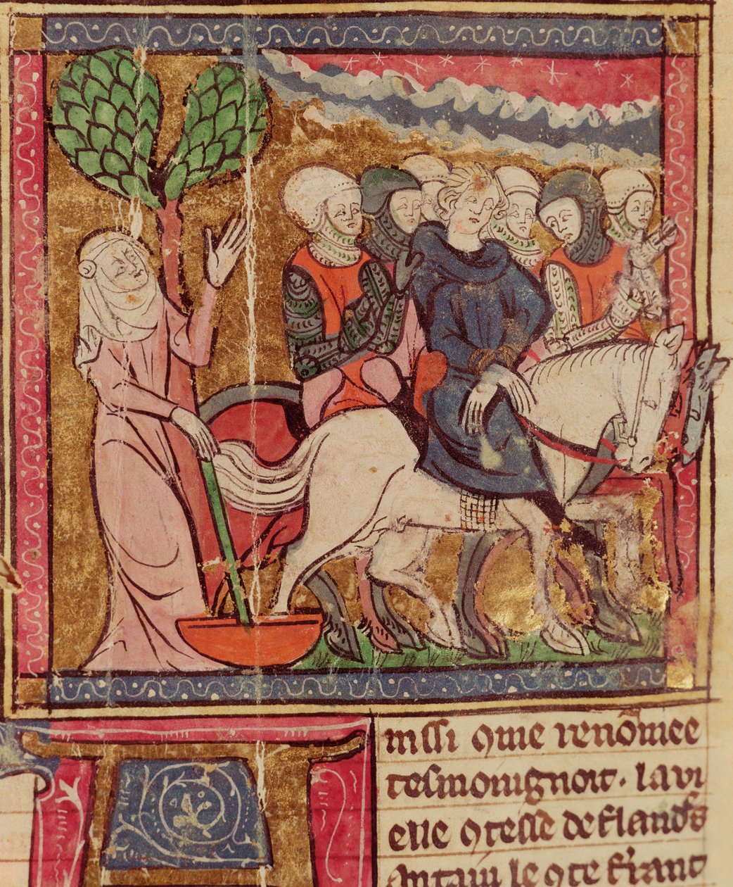 Ferdinand of Portugal, Count of Flanders taken as a Prisoner to Paris after the Battle of Bouvines, 27th July 1214, Grandes Chroniques de France, 1375-79 by French School