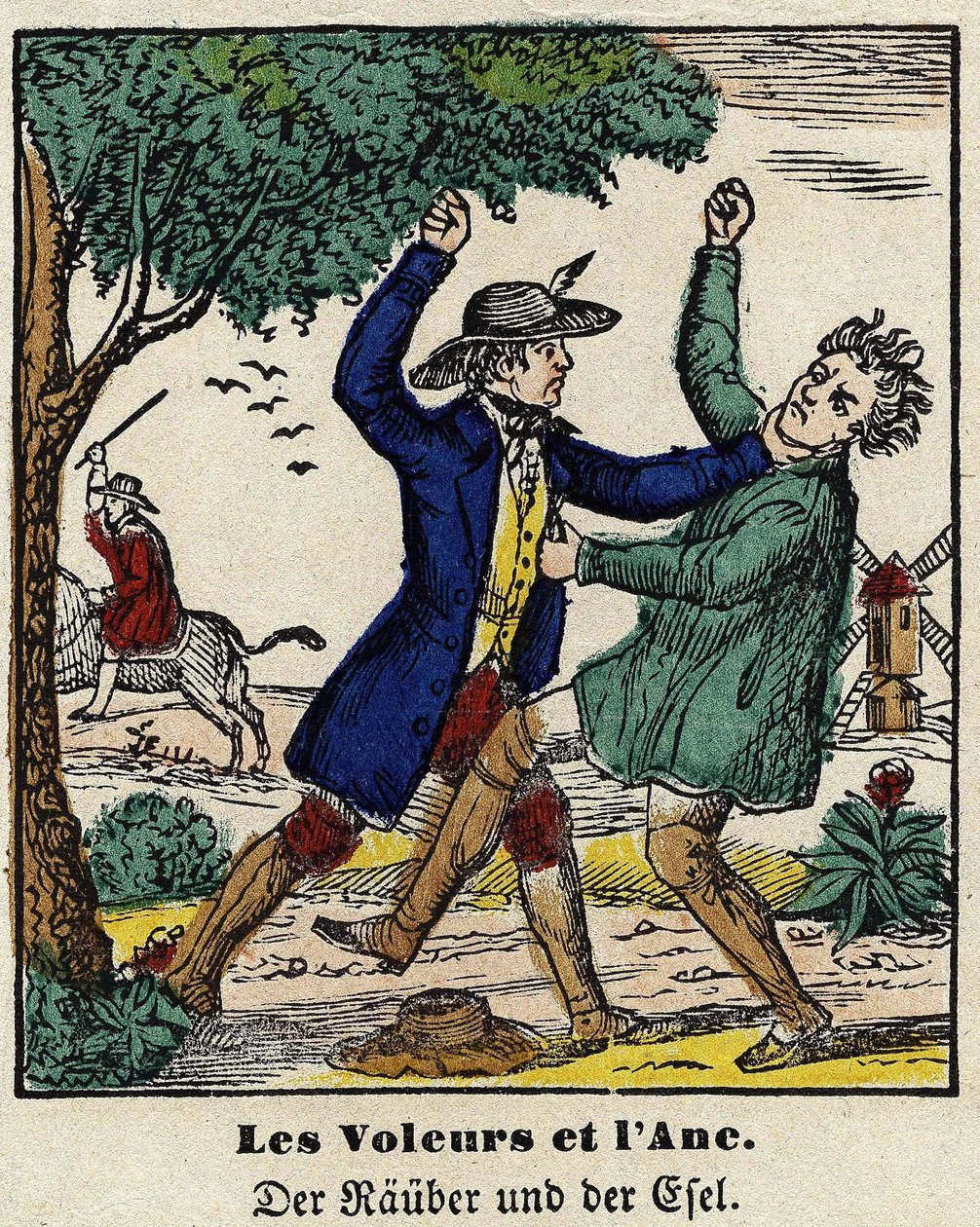 Fables de La Fontaine: the thieves and the donkey. Image of Epinal, first half of the 19th century by French School