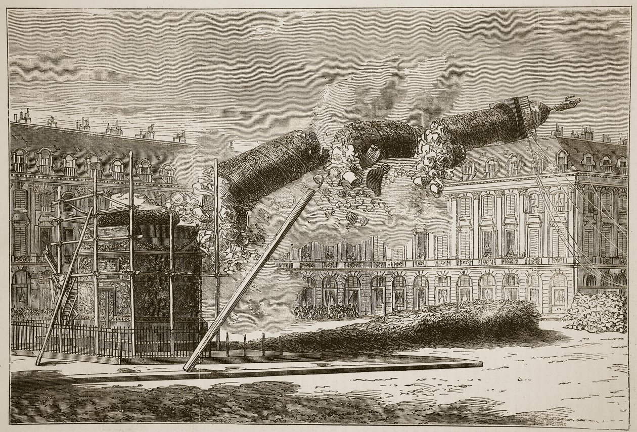 Fall of the Vendome Column, April 1871, illustration from Cassells History of the War between France and Germany, 1870-1871 by French School