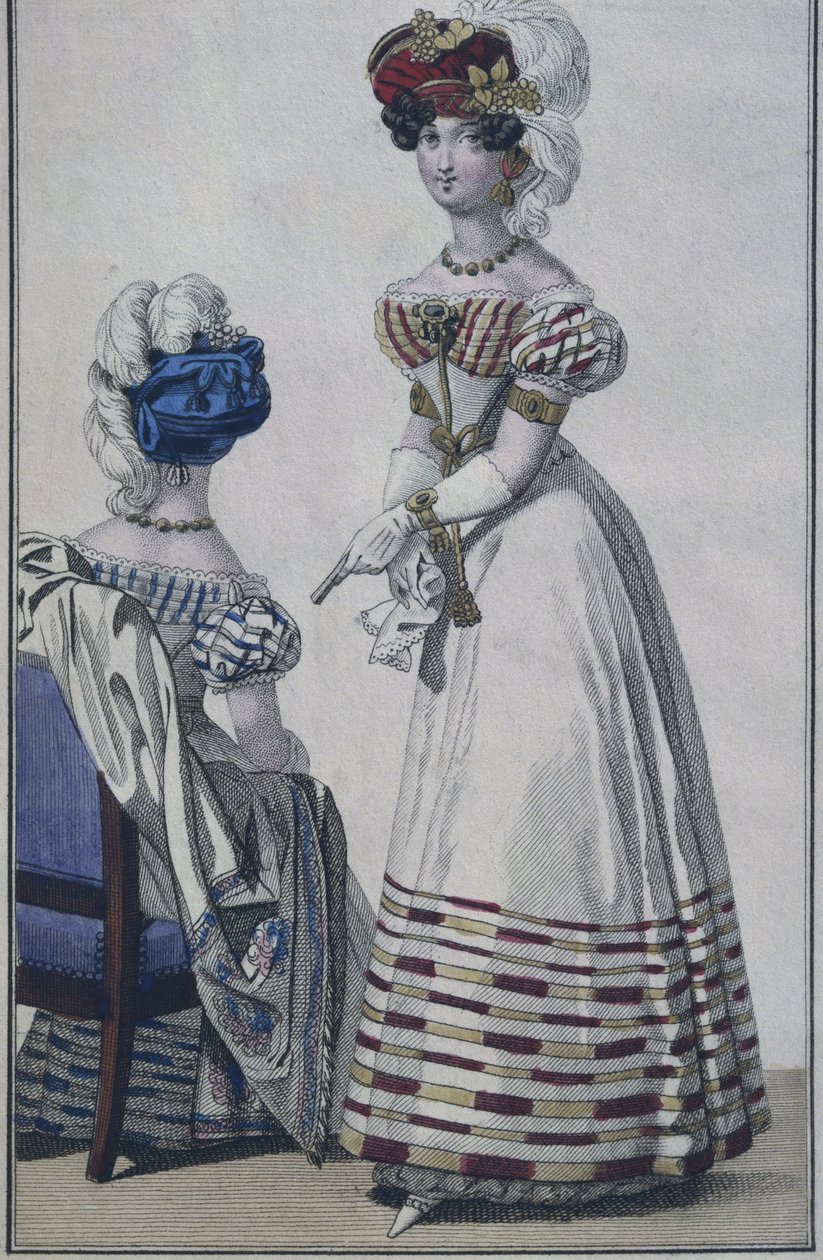Fashion plate, Paris, illustration from Le Petit Courrier des Dames, c.1820 by French School