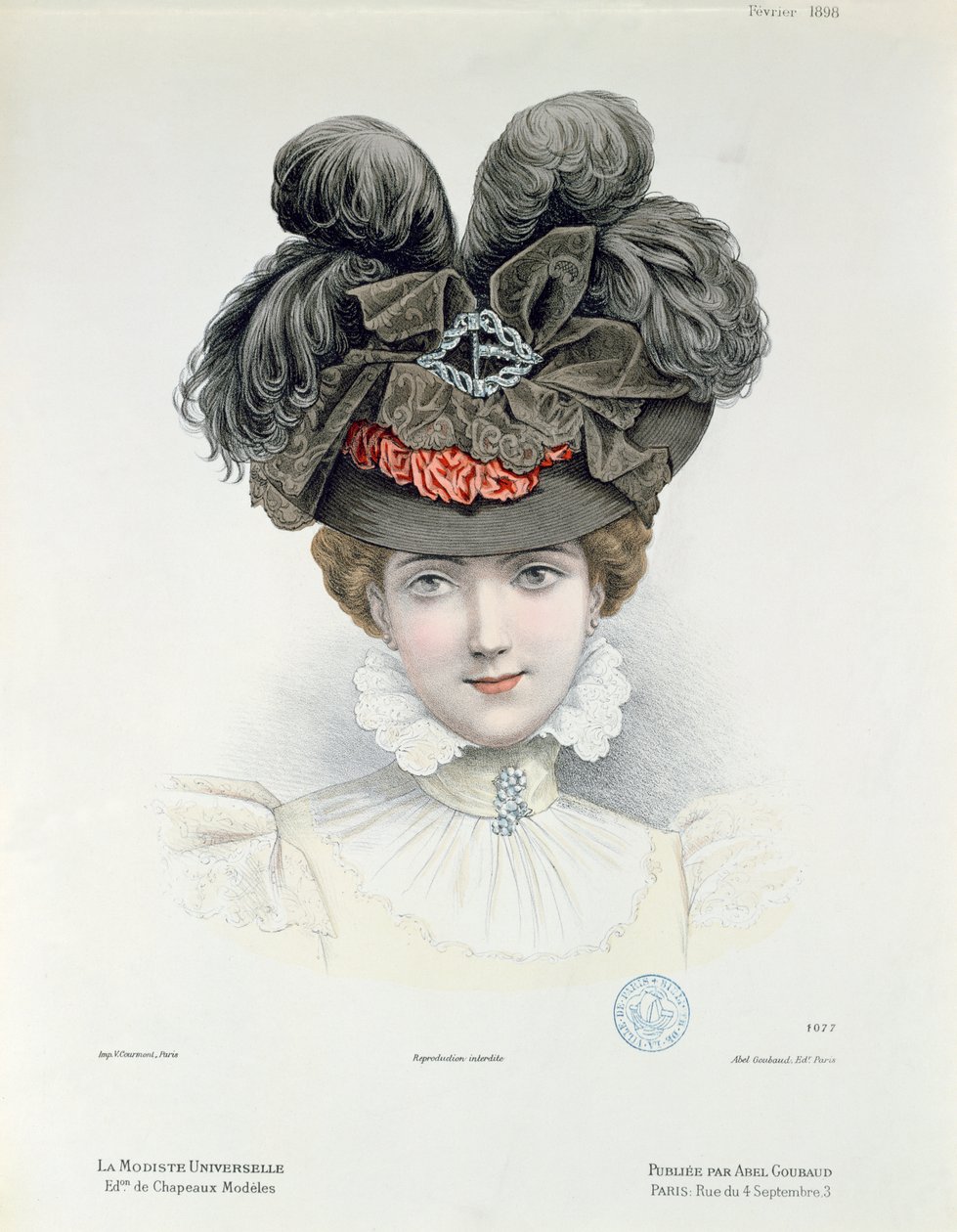 Fashion plate from La Modiste Universelle, February 1898 by French School