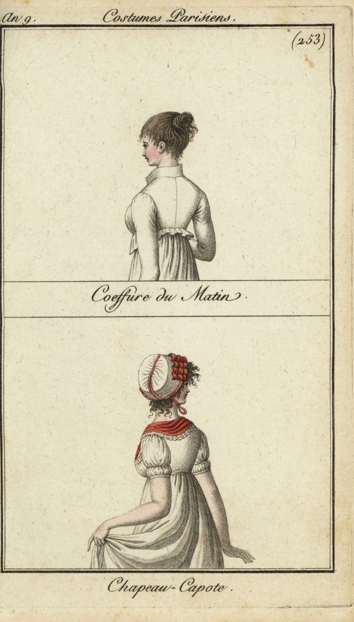 Fashionable hairstyle and hat, Paris by French School