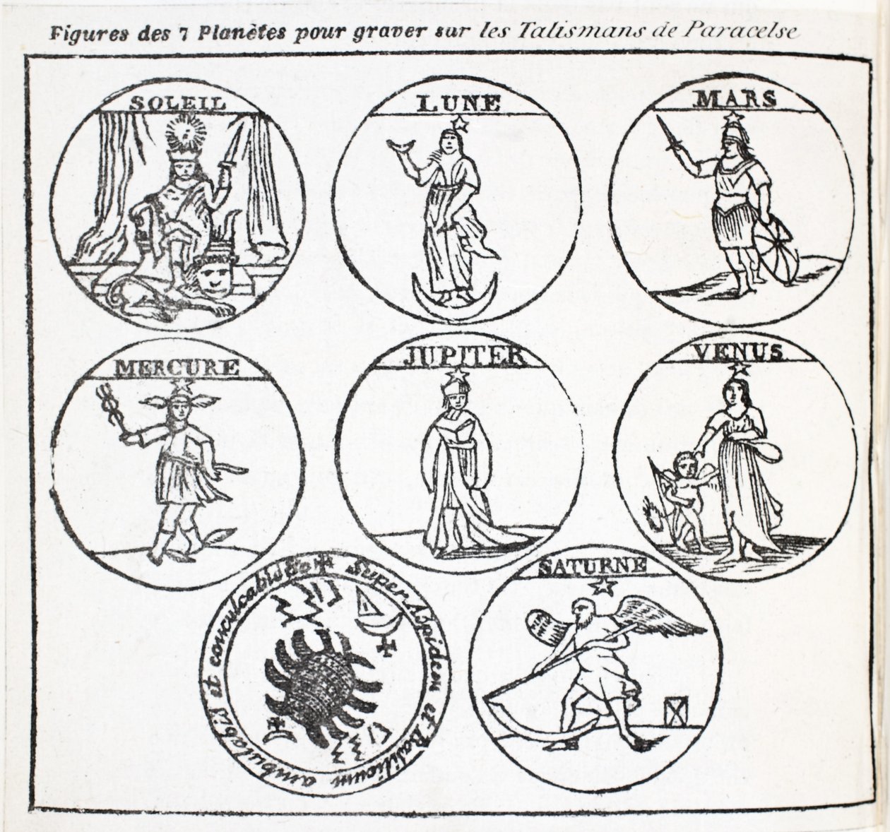 Figures of the 7 Planets for Engraving on the Talismans of Paracelsus by French School