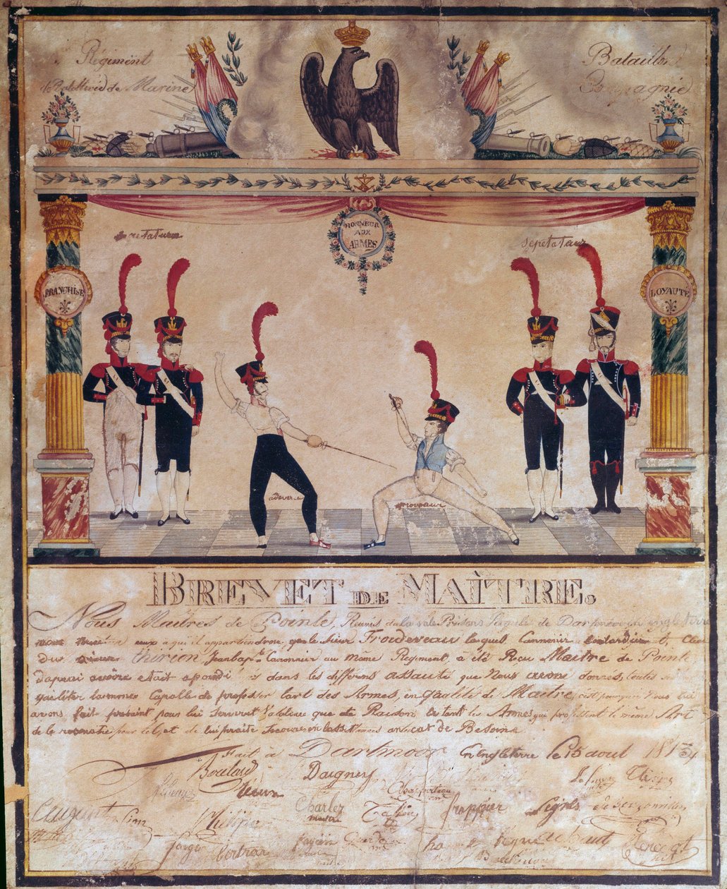 First Empire: Master of Arms Certificate in 1813. Fencing Diploma, Paris, Musee de l