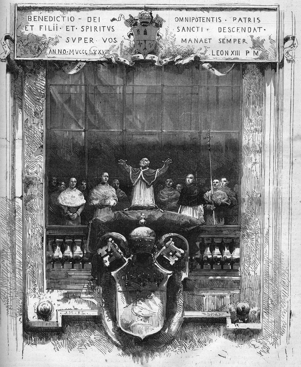 First blessing of Pope Leon XIII from the top of the inner podium of St. Peter on February 20 by French School