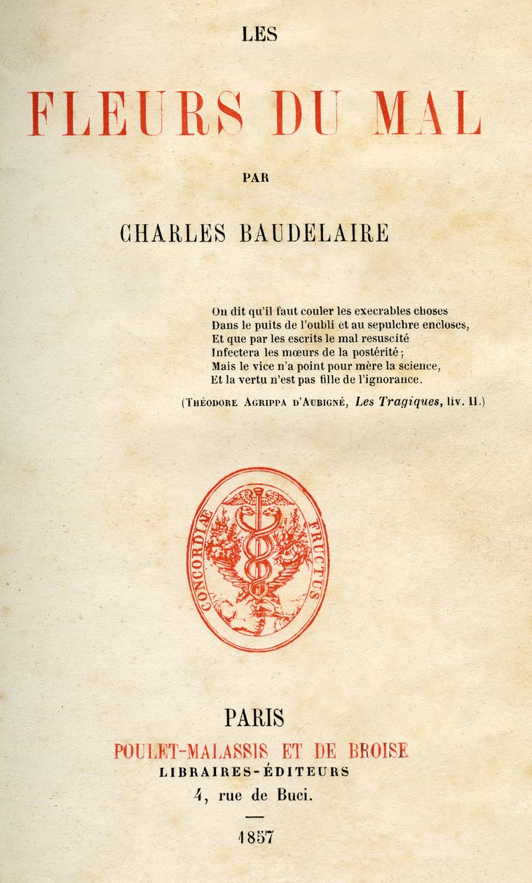 First edition of Les Fleurs du Mal by Charles Baudelaire by French School