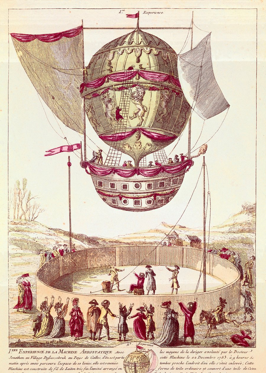 First Flight of a Hot Air Balloon, 22 December 1783 in Defsessebruk (Wales) by French School