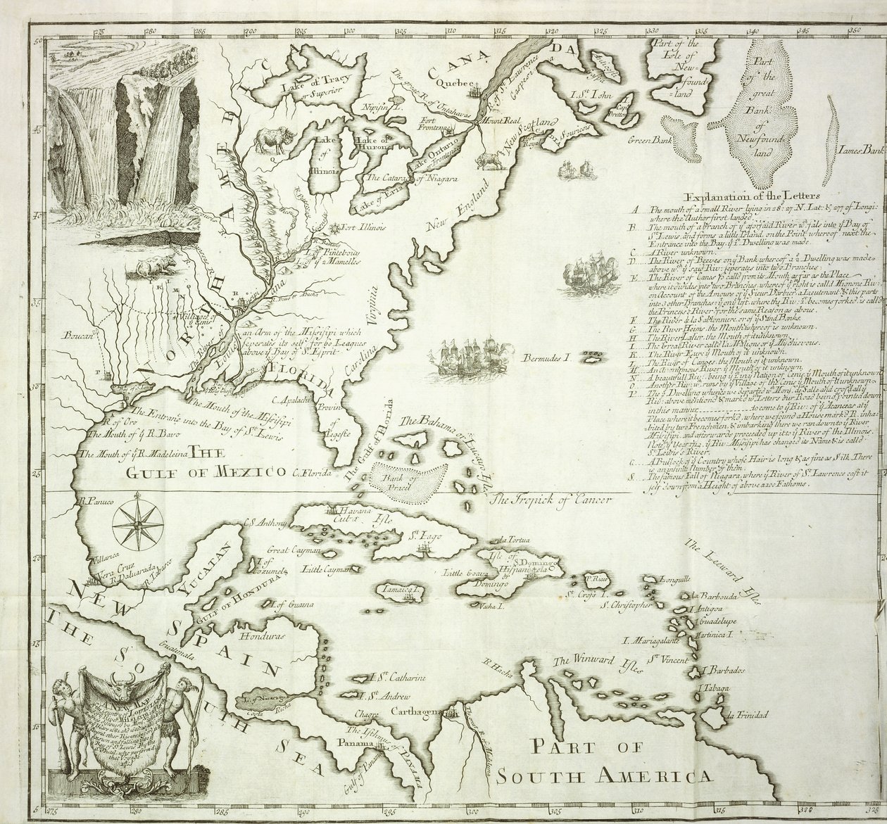 Folding map of the North American Atlantic coast, 1714 by French School