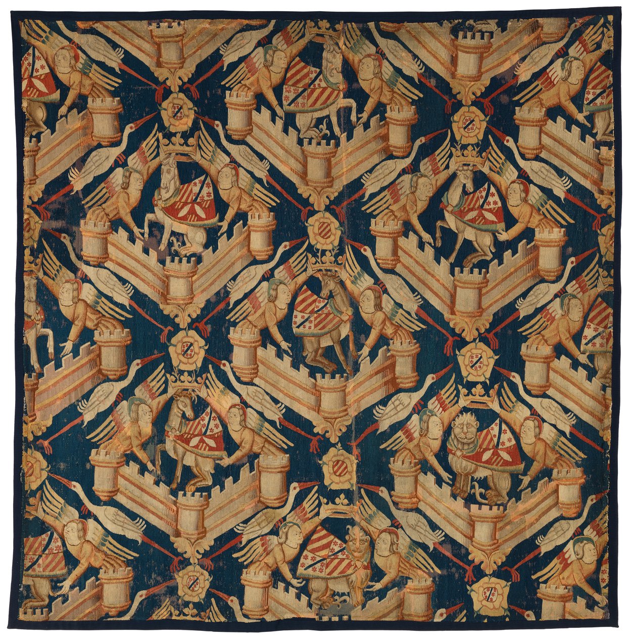Fragment of a Heraldic Tapestry Depicting the Arms of Beaufort, Turenne and Comminges, Made in Paris or Arras by French School