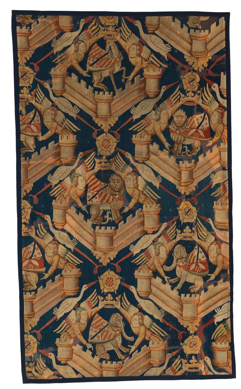 Fragment of a Heraldic Tapestry Depicting the Arms of Beaufort, Turenne and Comminges, Made in Paris or Arras by French School
