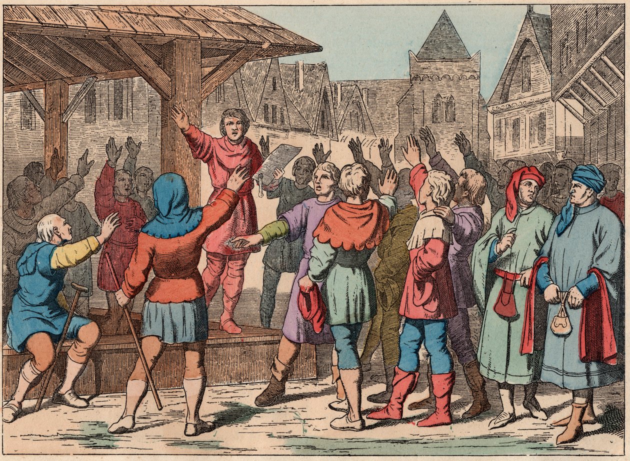 France in the Middle Ages: the Communes - Communal Charter - Oath - Engraving of the end of the 19th century in 