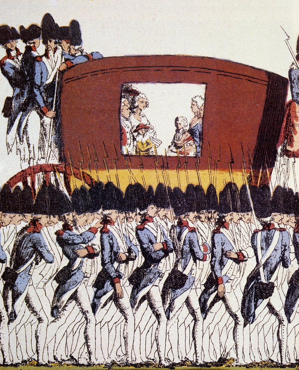 French Revolution: Return of the Royal Family to Paris on 25 June 1791 After the Arrest in Varennes on 20 and 21 June 1791. Eau-forte Coloriee Anonymous 1791 Sun. 23.2x34.6 Paris, Musee Carnavalet by French School
