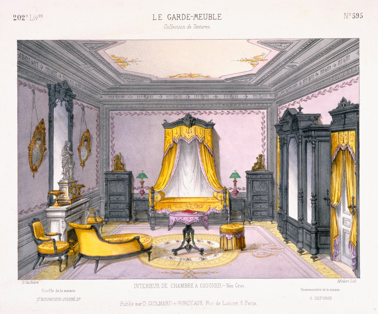 French Design for an Interior of a Bedroom in Neo Greek Style by French School