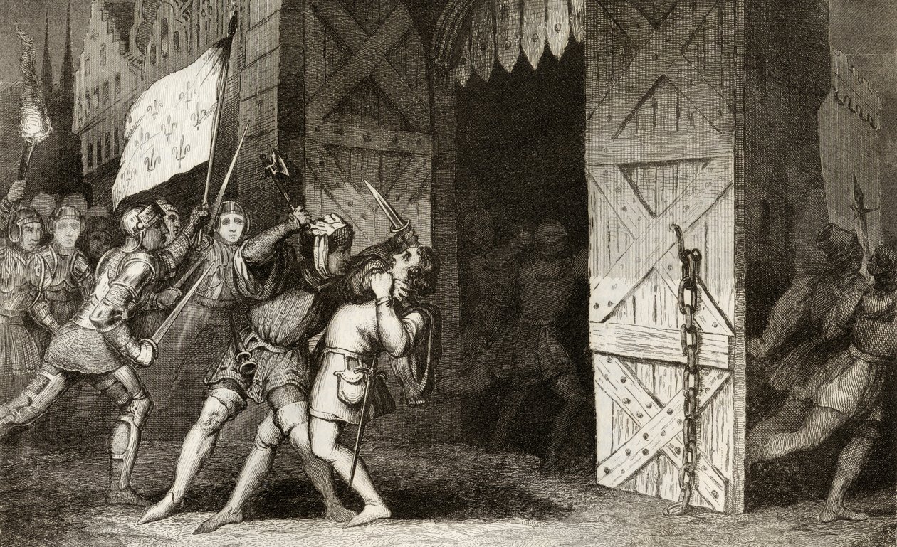 French Knights Attack an English Held City During the 100 Years War, from 