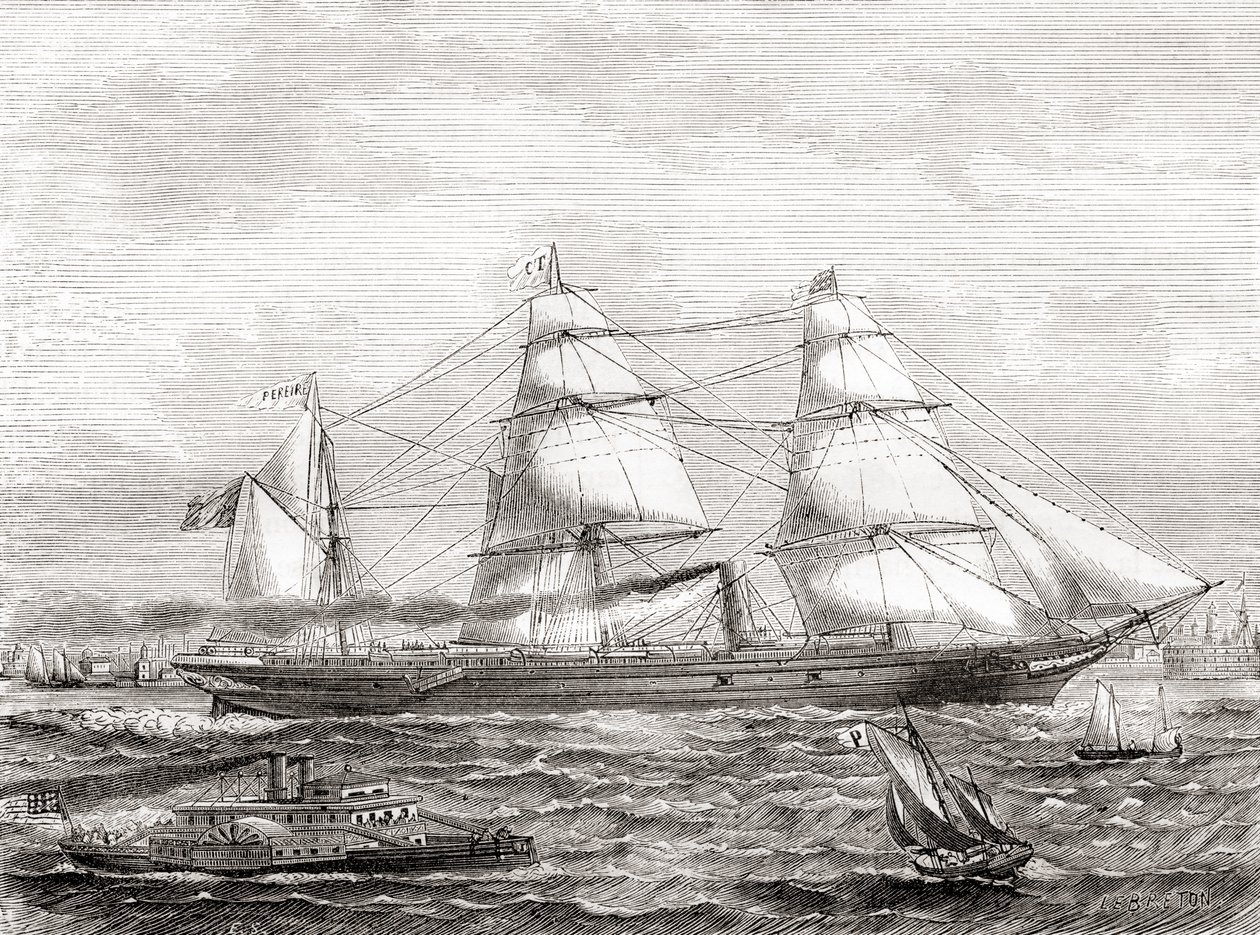 French Steam Powered Transatlantic Liner Pereire by French School